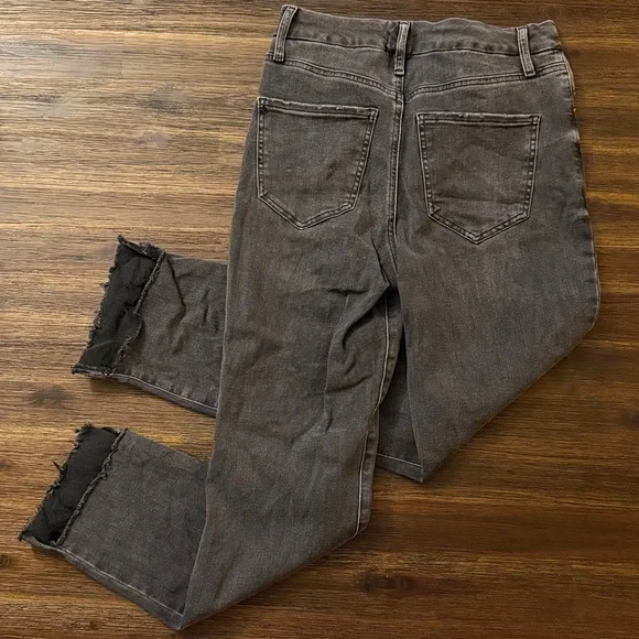 Express Black Straight Ankle High Rise Ultra Hyper Stretch Jeans Medium Long - Picture 7 of 9